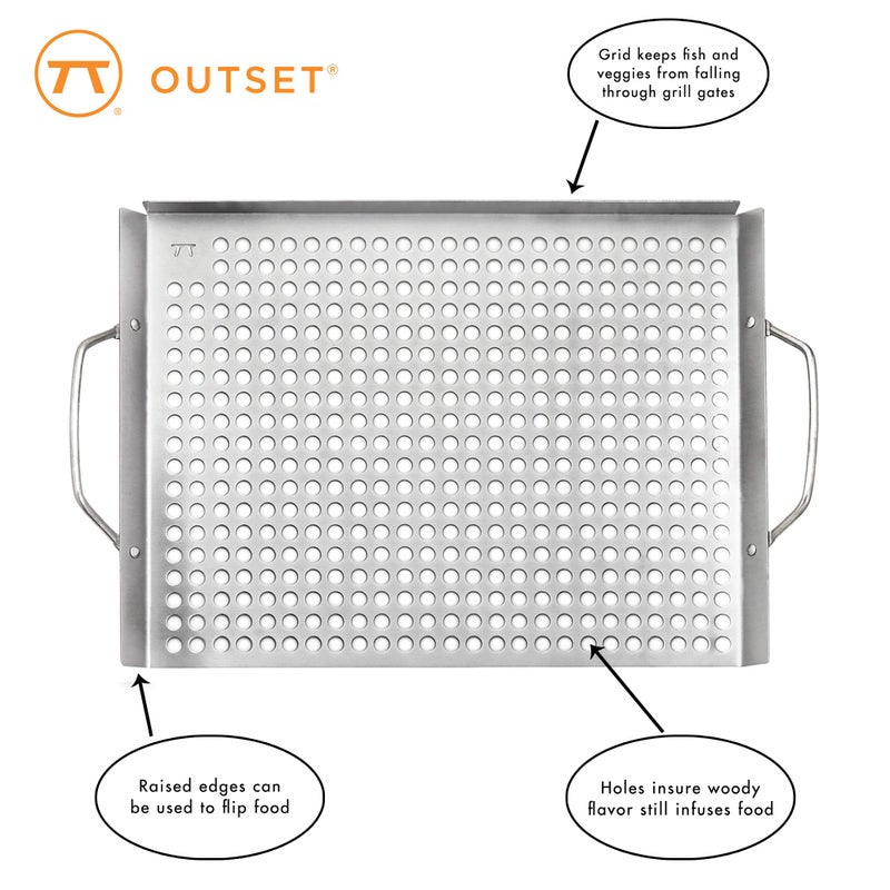 Outset 76632 Stainless Steel Grill Topper Grid, 11"x17" BBQ Tray - Image 4
